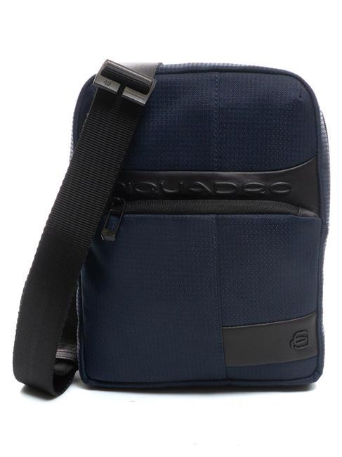 PIQUADRO WOLLEM Fabric and leather iPad mini bag blue - Over-the-shoulder Bags for Men