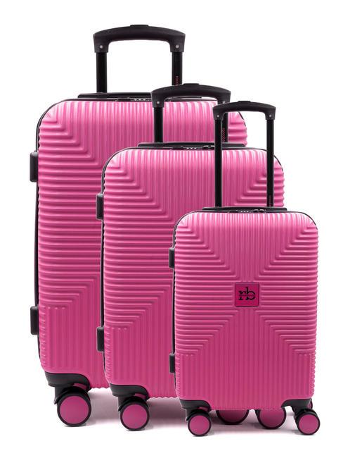 ROCCOBAROCCO ADVENTURE Set of 3 cabin trolleys, medium, large fuchsia - Trolley Set