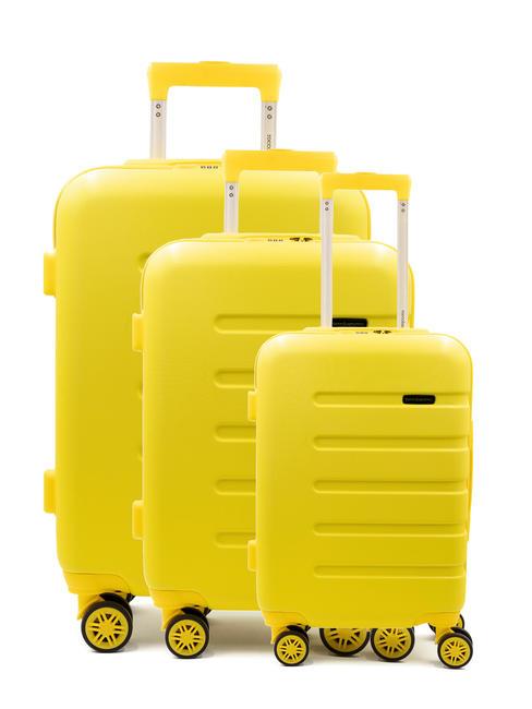 ROCCOBAROCCO DISCOVER Set of 3 cabin trolleys, medium, large yellow - Trolley Set