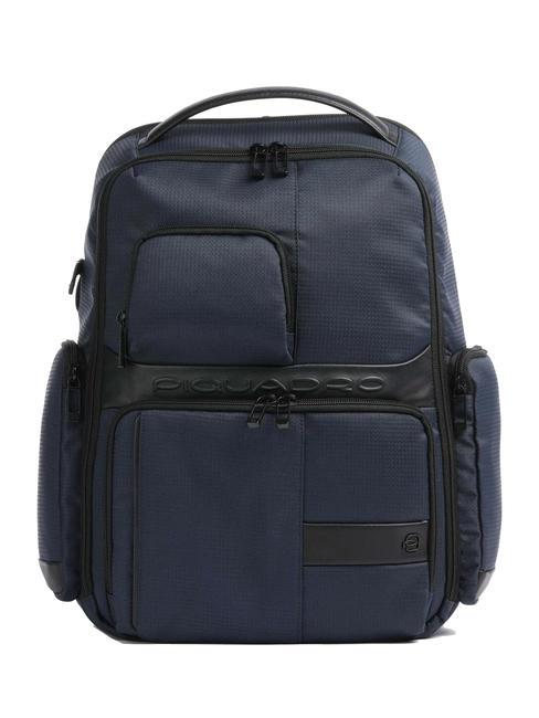 PIQUADRO WOLLEM 15.6" laptop backpack in fabric and leather blue - Laptop backpacks