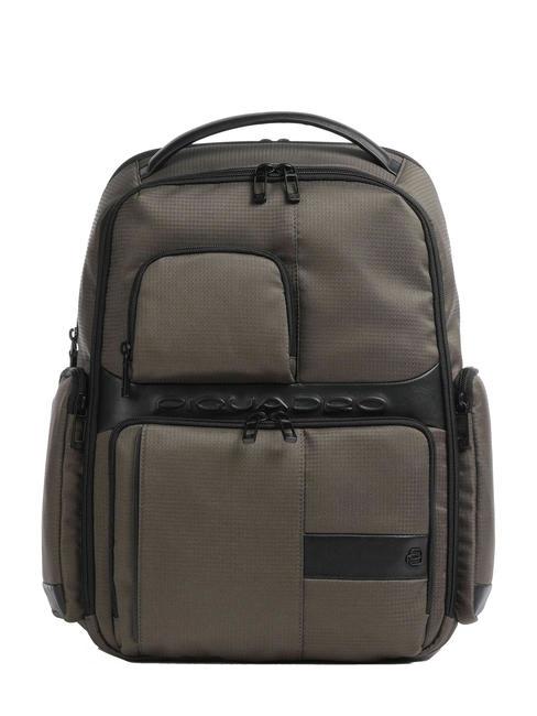 PIQUADRO WOLLEM 15.6" laptop backpack in fabric and leather GREEN - Laptop backpacks