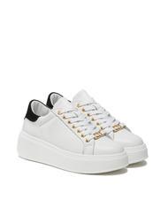 TWINSET METALLIC LOGO Leather sneakers - Women&rsquo;s shoes