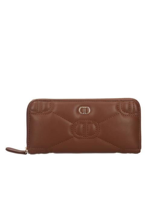 TWINSET LOGO QUILTED Large zip around wallet chocolate - Women’s Wallets