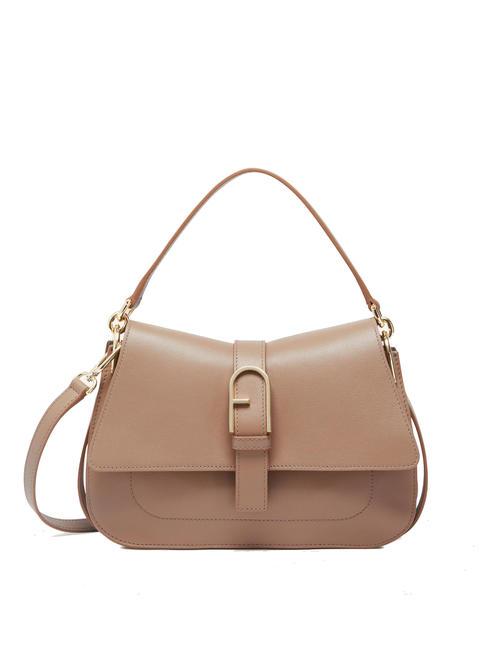 FURLA FLOW M M leather handbag greige - Women’s Bags