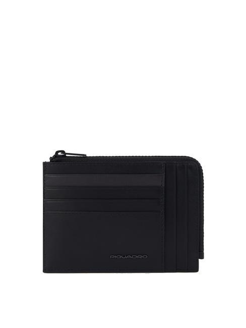 PIQUADRO W122 Leather coin purse and card Black - Men’s Wallets