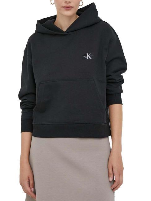 CALVIN KLEIN CKJ WOVEN LABEL Cotton hoodie Ck Black - Women's Sweatshirts