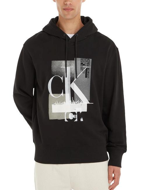 CALVIN KLEIN CKJ CONNECTED LAYER LANDSCAPE Hooded sweatshirt Ck Black - Sweatshirts