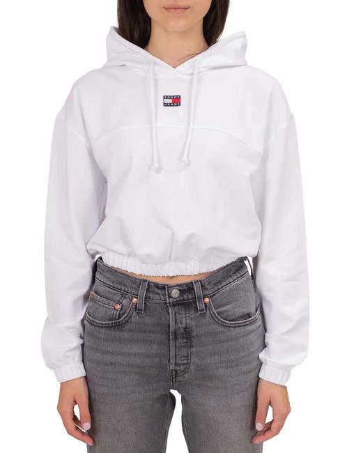 TOMMY HILFIGER TJ ELASTICATED FIT Cropped sweatshirt with hood white - Women's Sweatshirts