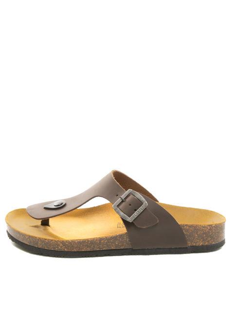 DOCKSTEPS VEGA Suede leather flip flops dark brown - Women’s shoes