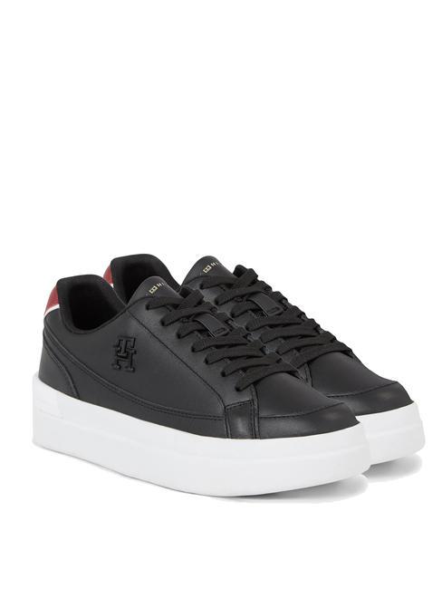 TOMMY HILFIGER TH ELEVATED COURT Leather sneakers BLACK - Women’s shoes