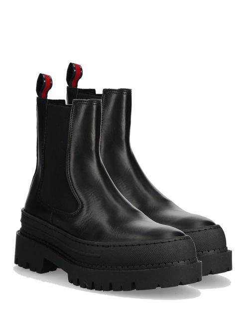 TOMMY HILFIGER TJ CHELSEA FOXING Leather platform ankle boots BLACK - Women’s shoes