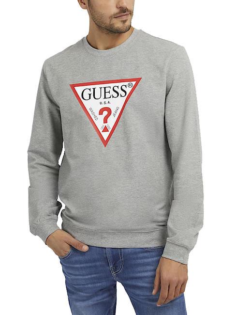 GUESS AUDLEY Triangle logo sweatshirt marble heather - Sweatshirts