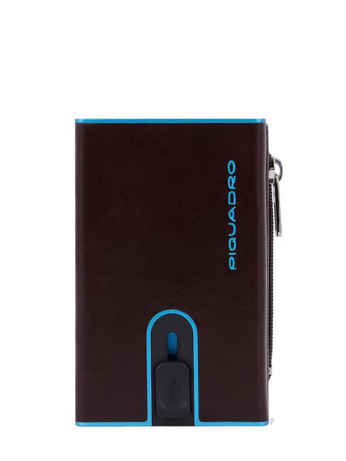 PIQUADRO BLUE SQUARE Leather wallet with sliding system MAHOGANY - Men’s Wallets