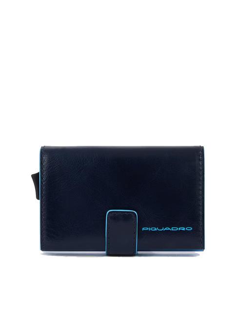 PIQUADRO BLUE SQUARE Leather and metal credit card holder blue - Men’s Wallets