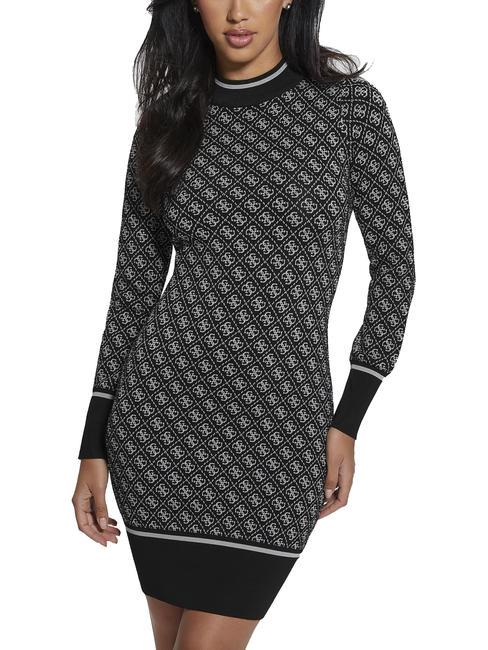 GUESS LISE Short knitted dress black and celestial - Woman Clothes