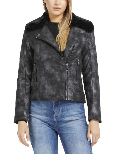 GUESS NEW OLIVIA Jacket with wide collar jet black multi - Women's Jackets