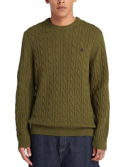 TIMBERLAND P-B LAMBWOOL Crewneck sweater in wool blend darkoliv - Men's Sweaters