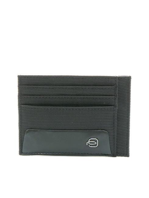 PIQUADRO MACBETH Card holder in leather and fabric Black - Men’s Wallets