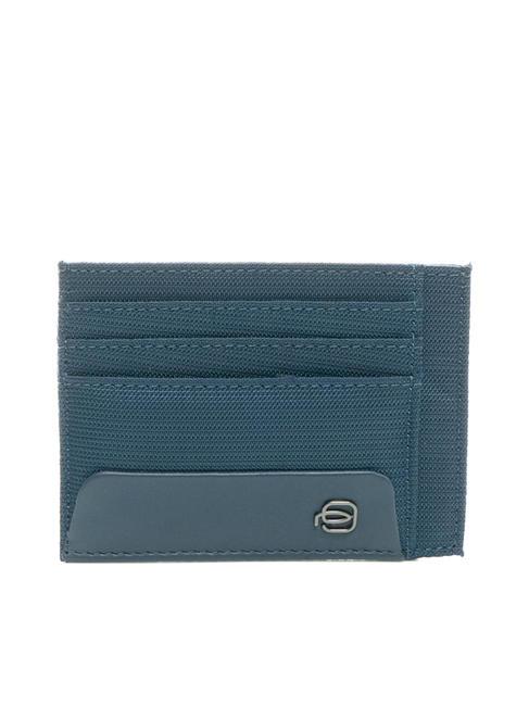 PIQUADRO MACBETH Card holder in leather and fabric blue - Men’s Wallets