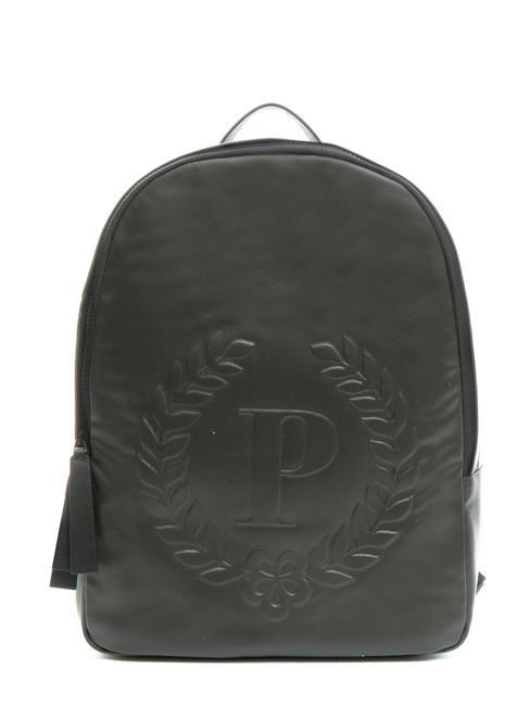 POLLINI LOGO EMBOSSED Round backpack in coated canvas MORO - Work Briefcases