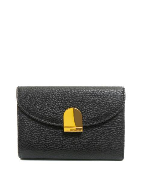 COCCINELLE BLOSSOM Medium grained leather wallet Black - Women’s Wallets