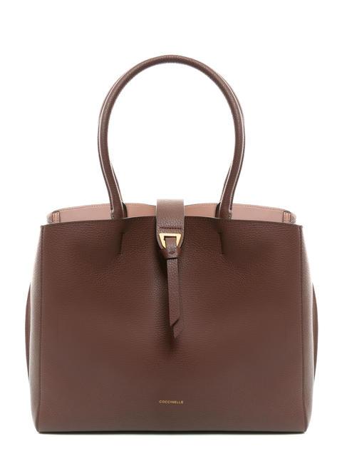 COCCINELLE ALBA Hammered leather shoulder bag carob - Women’s Bags