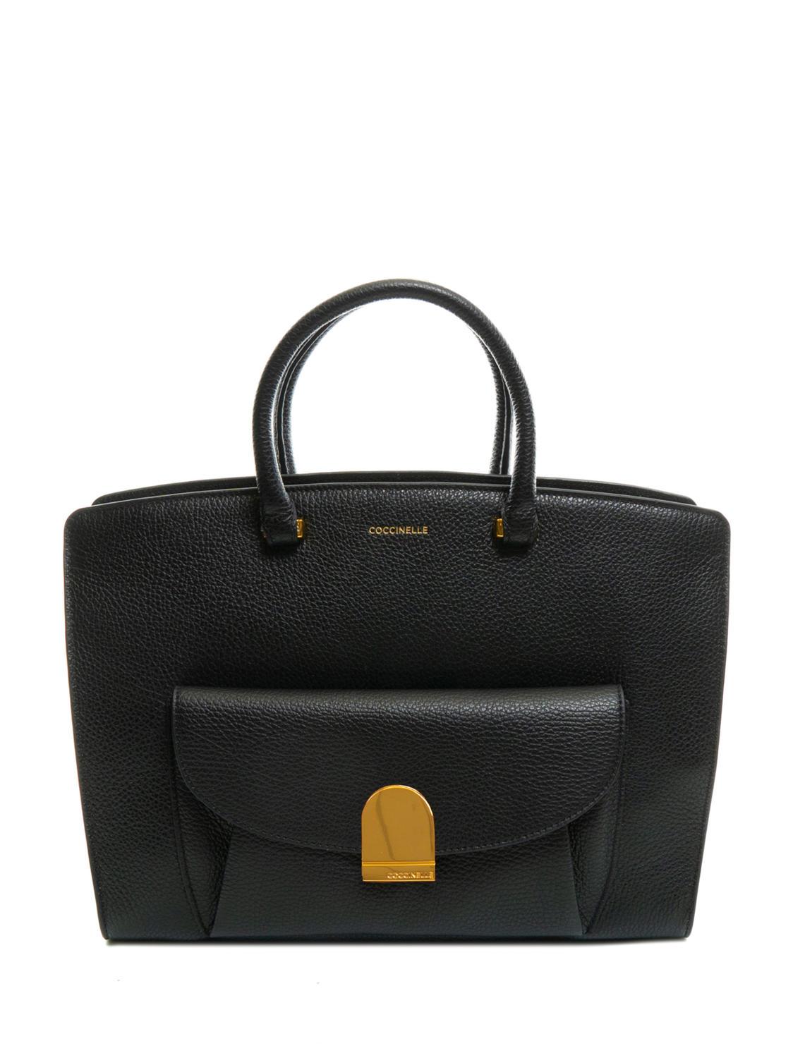 Black leather handbag online