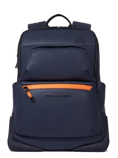PIQUADRO CORNER Backpack in rubberized fabric, 14" laptop holder blue - Laptop backpacks