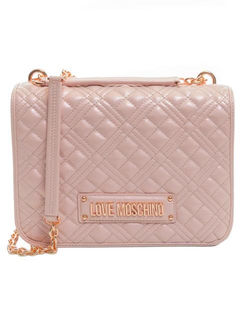 LOVE MOSCHINO QUILTED Shoulder bag with flap rose gold laminate - Women’s Bags