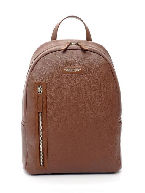 SPALDING TOURIST 15" PC backpack, in leather Brown - Laptop backpacks