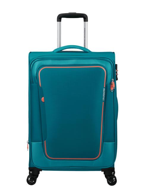 AMERICAN TOURISTER PULSONIC Medium expandable trolley stone teal - Semi-rigid Trolley Cases