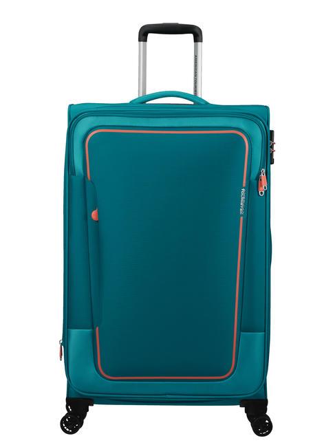 AMERICAN TOURISTER PULSONIC Large expandable trolley stone teal - Semi-rigid Trolley Cases