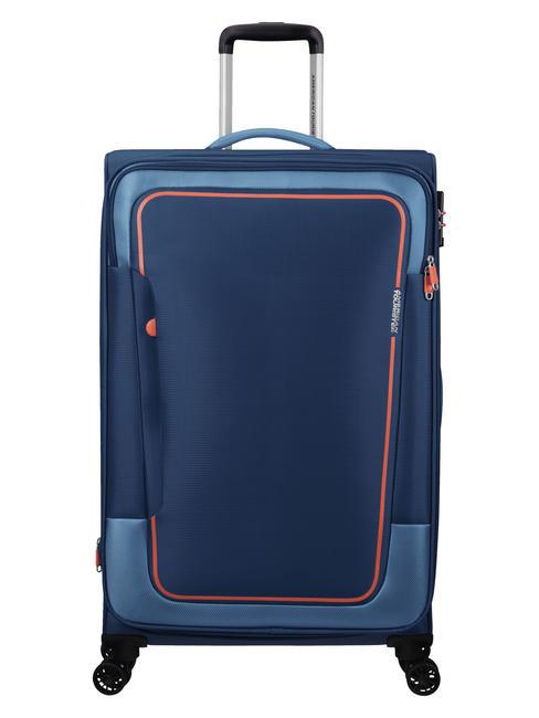 AMERICAN TOURISTER PULSONIC Large expandable trolley COMBAT NAVY - Semi-rigid Trolley Cases