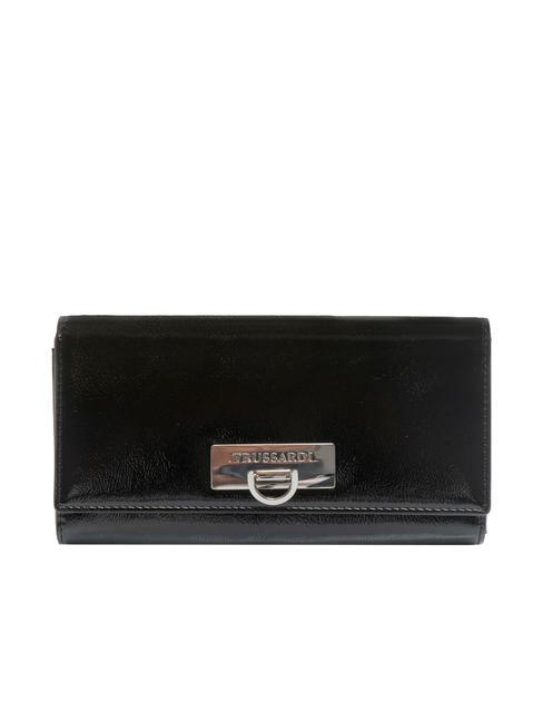 TRUSSARDI IVY CONTINENTAL Large shiny wallet BLACK - Women’s Wallets