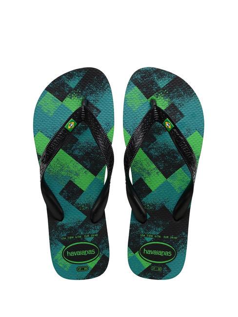 HAVAIANAS BRASIL FRESH Rubber flip flops black/black/leaf green - Unisex shoes