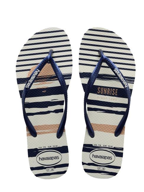 HAVAIANAS SLIM NAUTICAL Flip flops white/navy blue/white - Women’s shoes