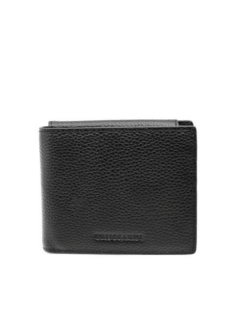 TRUSSARDI LOGO EMBOSSED Small leather wallet BLACK - Men’s Wallets