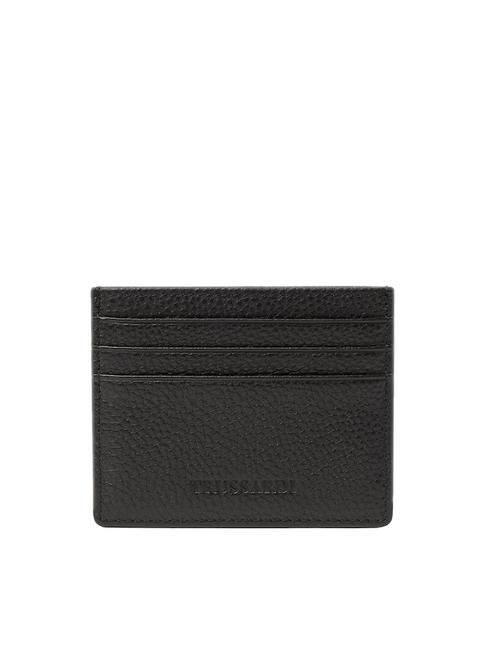 TRUSSARDI LOGO EMBOSSED Leather card holder BLACK - Men’s Wallets