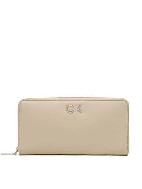 CALVIN KLEIN RE-LOCK Large wallet with RFID stoney beige - Women’s Wallets