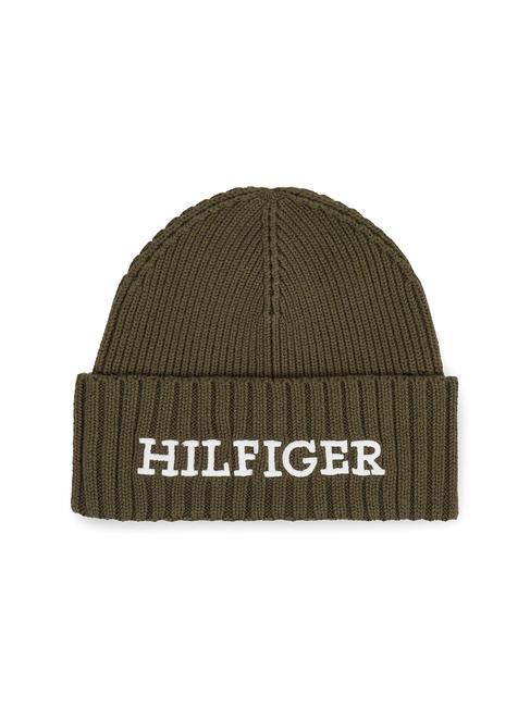 TOMMY HILFIGER MONOTYPE BEANIE Cotton and wool hat army green - Hats