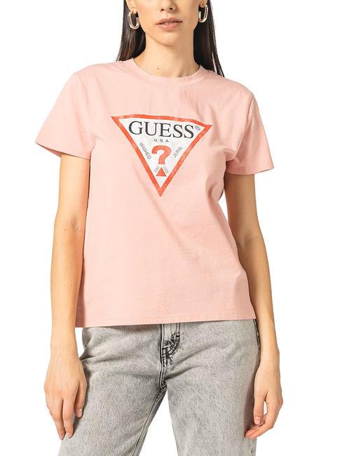 GUESS CLASSIC FIT LOGO T-shirt with logo smooth pink - T-shirt