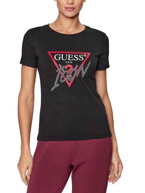 GUESS ICON T-shirt with studs jetbla - T-shirt