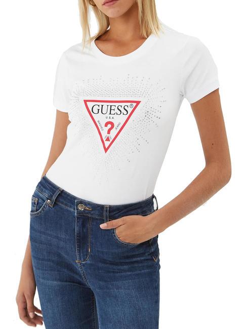 GUESS STAR TRIANGLE T-shirt with studs purwhite - T-shirt