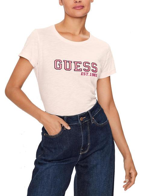 GUESS COLLEGE T-shirt with insert logo low key pink - T-shirt