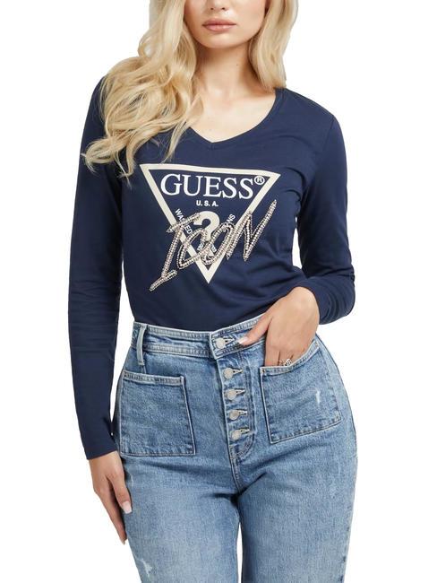 GUESS ICON T-shirt with sequins blackened blue - T-shirt