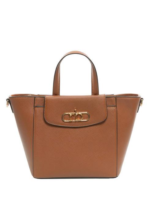 ROCCOBAROCCO LUCE Tote bag with shoulder strap and metal logo tan - Women’s Bags