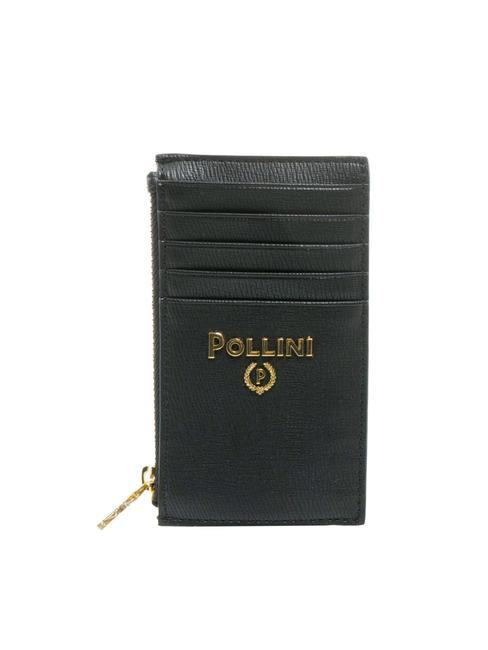 POLLINI GRAINED Flat card holder with zip Black - Women’s Wallets