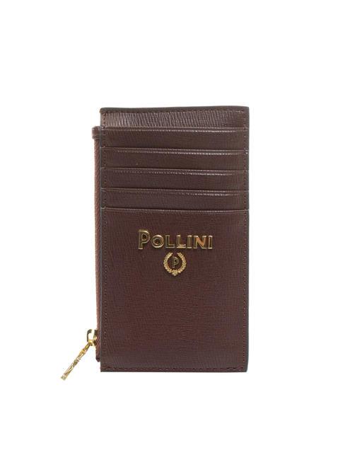 POLLINI GRAINED Flat card holder with zip BORDEAUX / B - Women’s Wallets