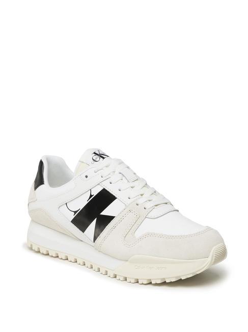 CALVIN KLEIN CK JEANS Toothy Run Leather sneakers bright white/creamy white/black - Men’s shoes