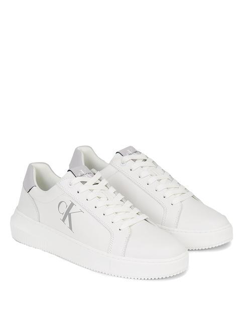 CALVIN KLEIN CK JEANS Chunky Cupsole Leather sneakers bright white/formal gray - Men’s shoes